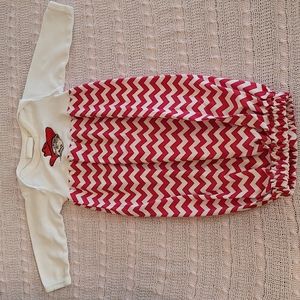 Giggle & Smiles 0-3mos Red /White Chevron pattern top Ole Miss Rebel Mascot